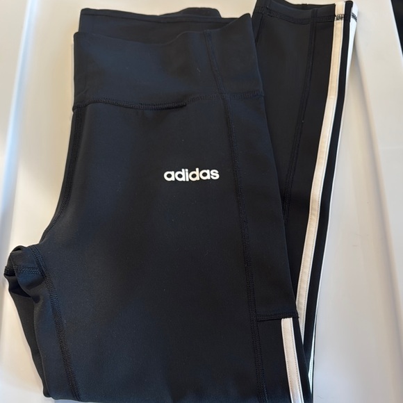 adidas Other - Adidas Black Leggings with White Stripes